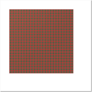 Christmas Red and Dark Green Tartan with Double White Lines Posters and Art